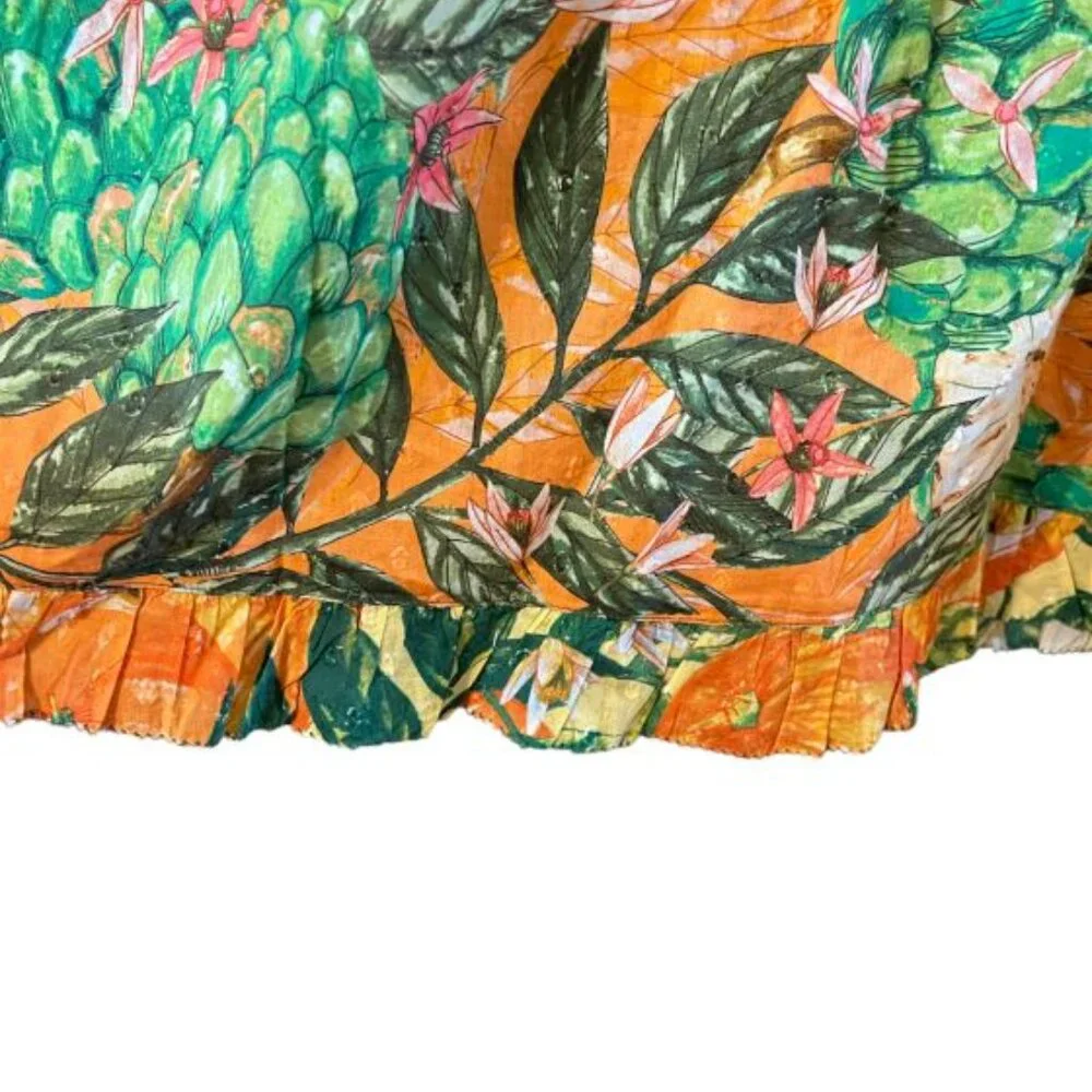 NWOT FARM RIO Caipirinha flutter sleeve blouse tropical design size M - Picture 3 of 6